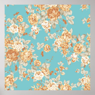 Rose bouquet design Seamless pattern with White ba Poster