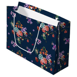 Rose Bouquet Floral Pattern Large Gift Bag