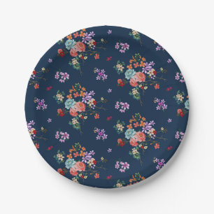 Rose Bouquet Floral Pattern Paper Plate