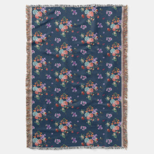 Rose Bouquet Floral Pattern Throw Blanket
