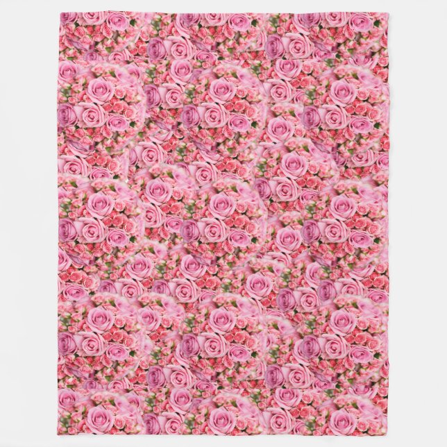 Rose Bouquet Flower Explosion Fleece Blanket (Front)
