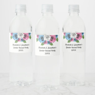 Rose Bouquet Gender Reveal Water Bottle Label