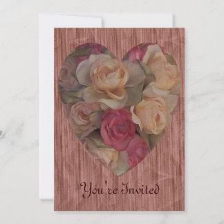 Rose Bouquet Heart Invitation