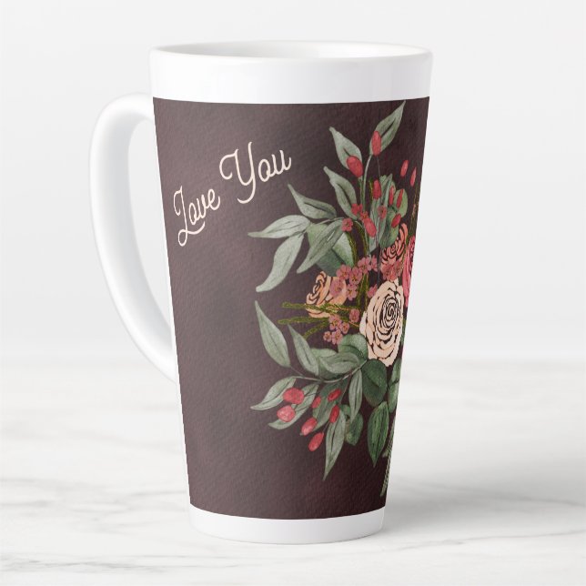 Rose Bouquet Latte Mug (Left Angle)