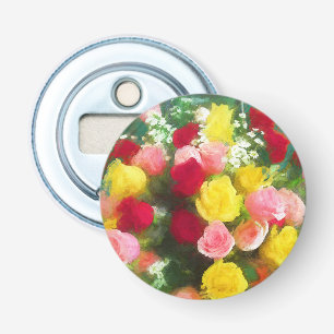 Rose Bouquet Painting - Cute Original Flower Art Bottle Opener