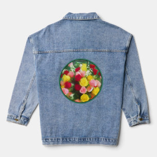 Rose Bouquet Painting - Cute Original Flower Art Denim Jacket