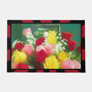 Rose Bouquet Painting - Cute Original Flower Art Doormat