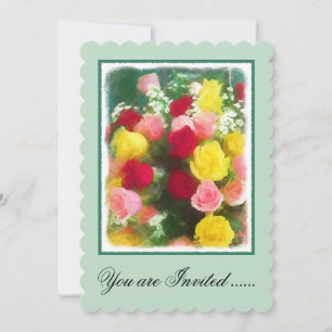 Rose Bouquet Painting - Cute Original Flower Art Invitation