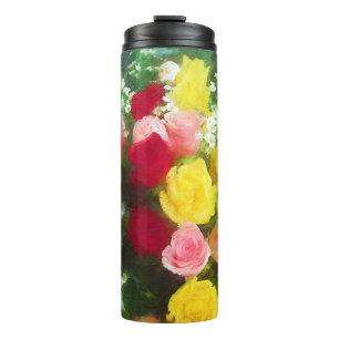 Rose Bouquet Painting - Cute Original Flower Art Thermal Tumbler