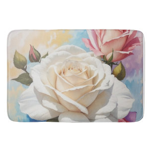 Rose Bouquet Painting Design Bath Mat