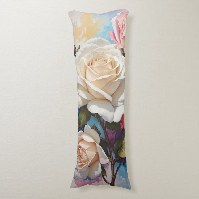Rose Bouquet Painting Design Body Cushion (Front Vertical)