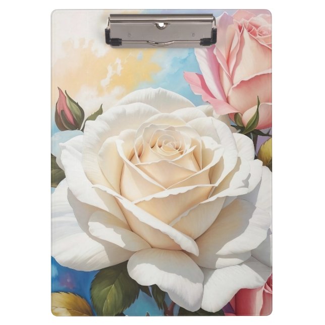 Rose Bouquet Painting Design Clipboard (Front)