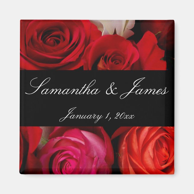Rose Bouquet Personal Wedding Magnet (Front)