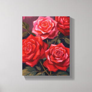 Rose Bouquet   Red Floral Watercolor Painting Canvas Print