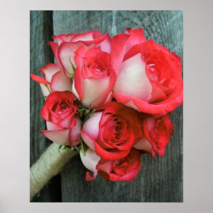 Rose Bouquet Rustic Barn Wood Poster