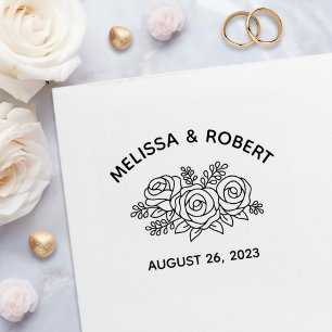 Rose Bouquet Save the Date Wedding Self-inking Stamp