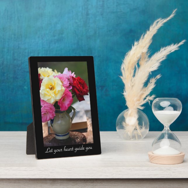Rose Bouquet Tabletop Plaque with Easel (Side)