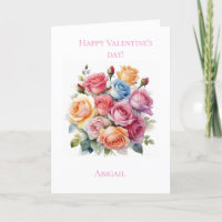 Rose bouquet Valentine's day card for her 