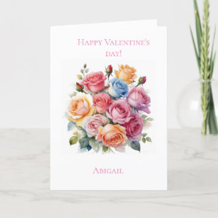 Rose bouquet Valentine's day card for her 