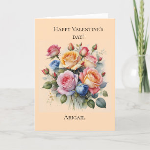 Rose bouquet Valentine's day card for her 