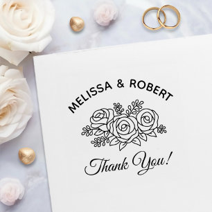 Rose Bouquet Wedding Thank You Self-inking Stamp