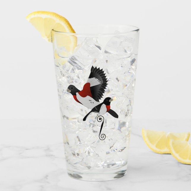 Rose Breasted Grosbeak Cardinal Bird Glass (Front Ice)