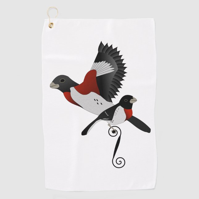 Rose Breasted Grosbeak Cardinal Bird Golf Towel (Front)