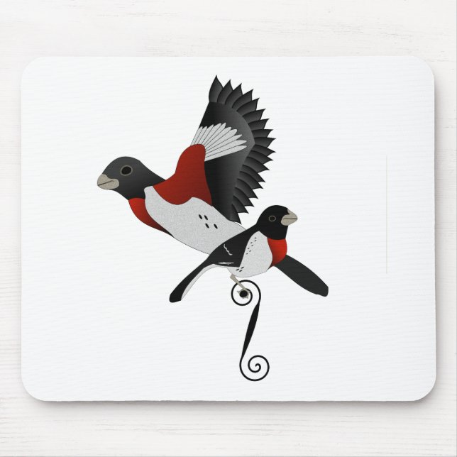 Rose Breasted Grosbeak Cardinal Bird Mouse Mat (Front)