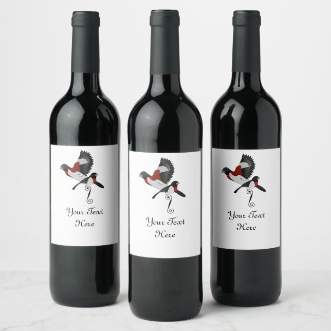 Rose Breasted Grosbeak Cardinal Bird Wine Label (Bottles)