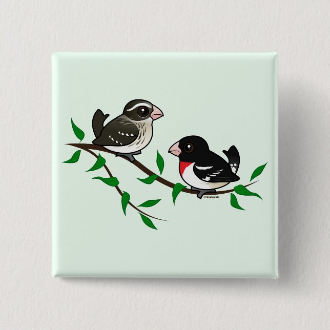 Rose-breasted Grosbeak Couple 15 Cm Square Badge (Front)