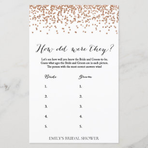 Rose Bridal Shower Game - How old Were They Game