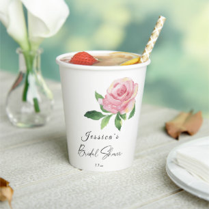 Rose Bridal Shower Paper Cups