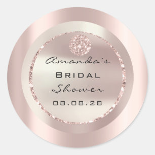 Rose Bridal Shower Sweet 16th Glitter Rose Gold Classic Round Sticker