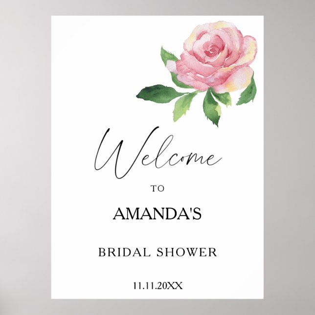 Rose - bridal shower welcome poster (Front)