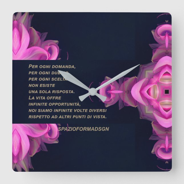 Rose broken heart in black in the powder & Dubbio Square Wall Clock (Front)