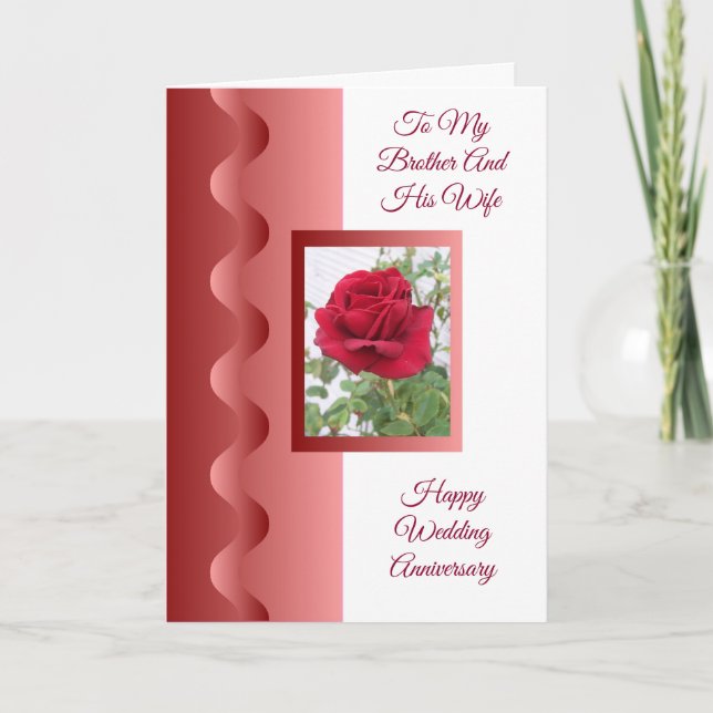 Rose Brother And Wife Wedding Anniversary Card (Front)
