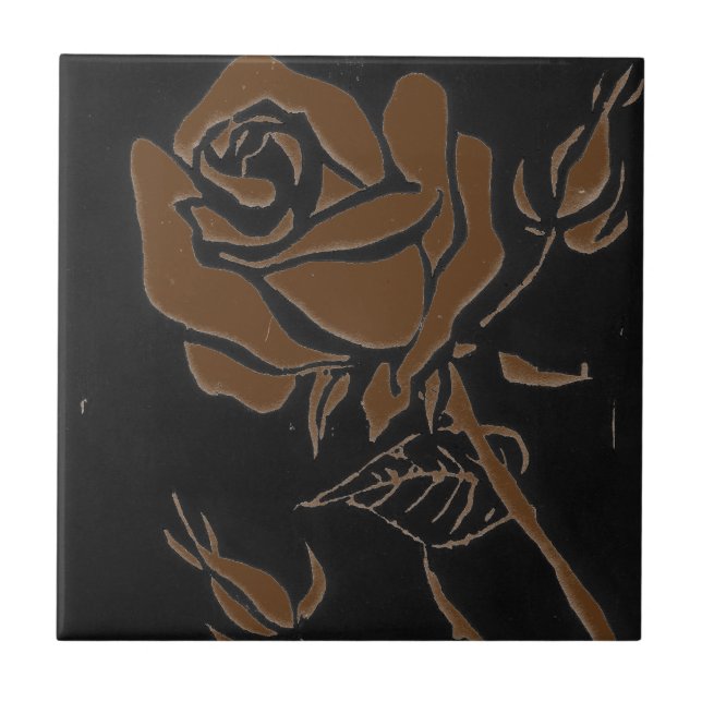 "Rose Brown" Kitchen Garden Ceramic Tile (Front)