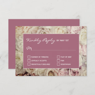 Rose Brown Mulberry RSVP Cards Rose Background