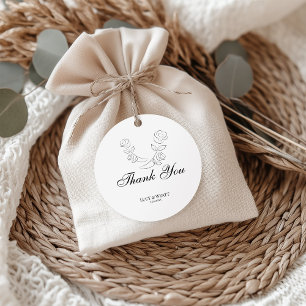 Rose Bud Modern Black and White Thank You Favour Tags