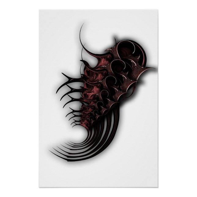 "Rose Bud Thorns Abstraction" Glossy Poster (Front)