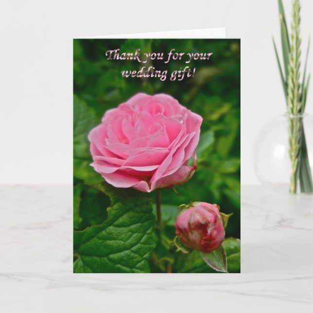 Rose & Bud Wedding Thank You Card (Front)