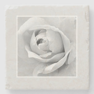 Rose Bud White Stone Coaster