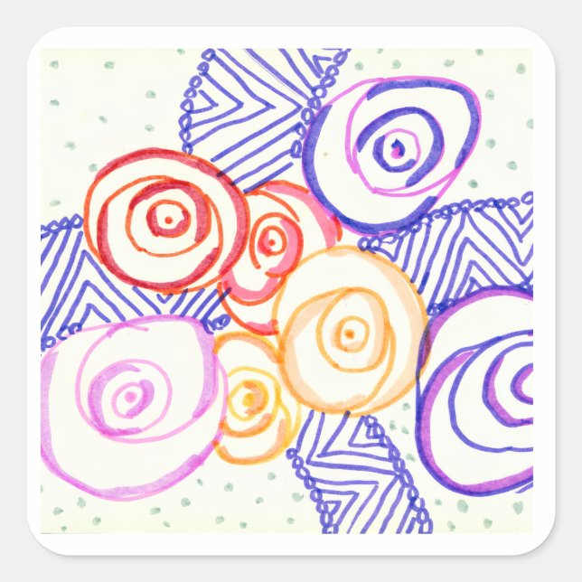 rose bundle square sticker (Front)