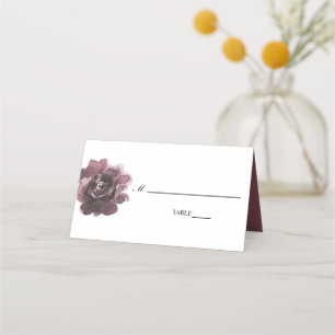 rose burgundy watercolor flowers shabby chic place card