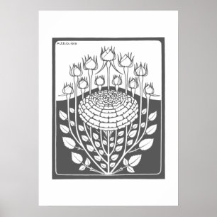 Rose Bush (1919) by Julie de Graag Vintage Woodcut Poster