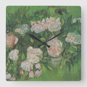 Rose Bush by Vincent Van Gogh Square Wall Clock