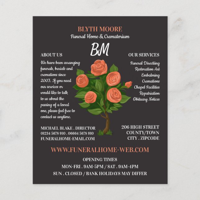Rose Bush, Funeral Home, Directors Flyer (Front)