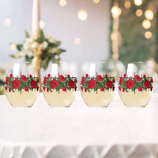 Rose bush stemless wine glass (Insitu (Wedding))
