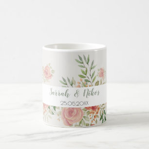 Rose Bush Watercolor Art Monogrammed Coffee Mug