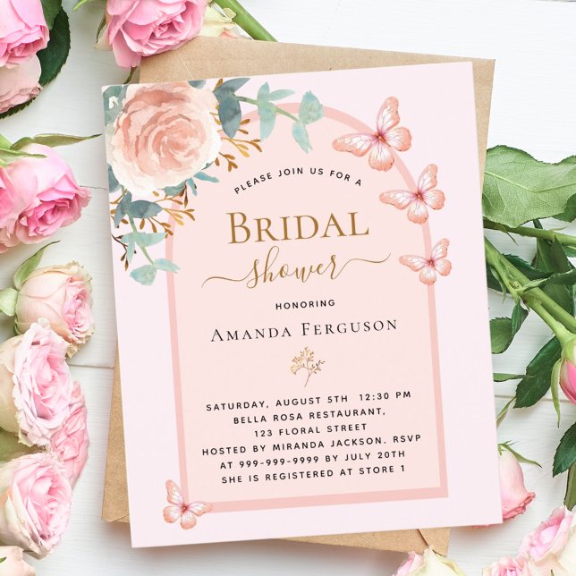 Rose butterflies floral Bridal Shower invitation (Creator Uploaded)
